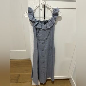 Reformation Blue Linen Midi Dress